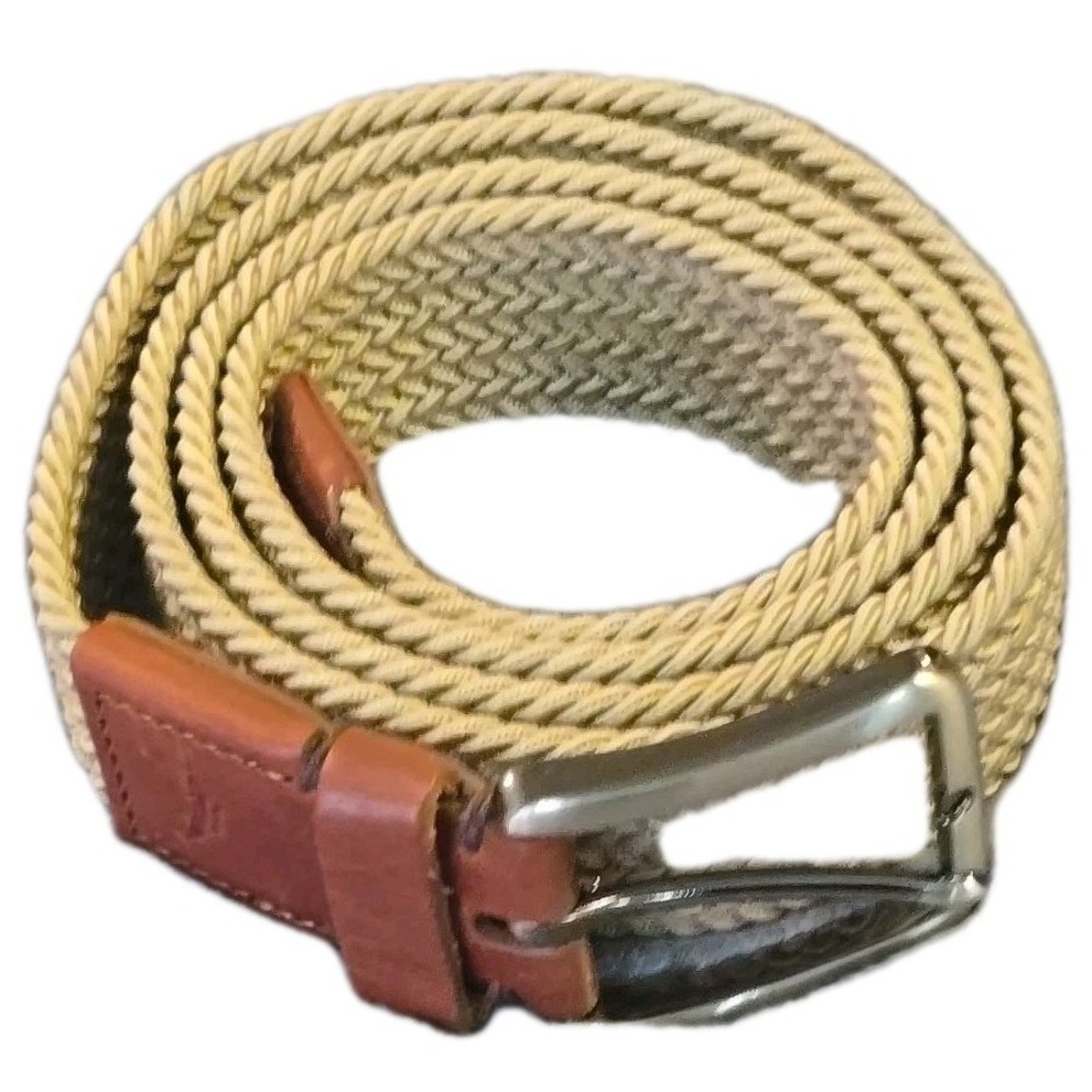 Tommy Bahama Mens Belt Sz L/XL Khaki Brown Braided Woven Stretch Golf Casual